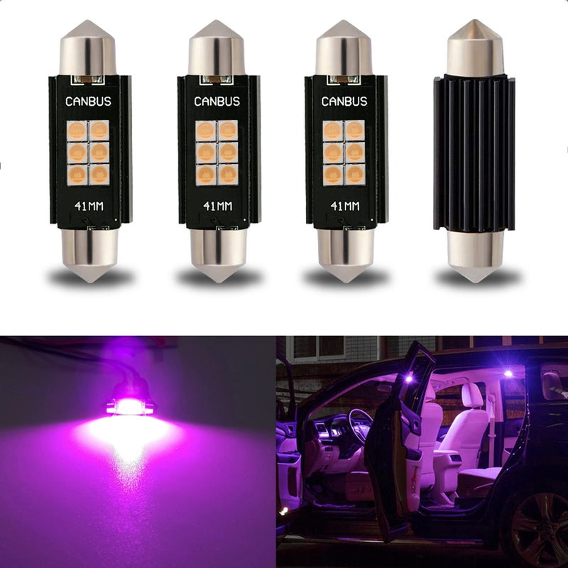 iBrightstar 9-30V Extremely Bright 211-2 212-2 578 Festoon LED Bulbs Error Free 1.61" 41mm for Interior Map Dome Lights and License Plate Courtesy Lights, Purple - Image 1